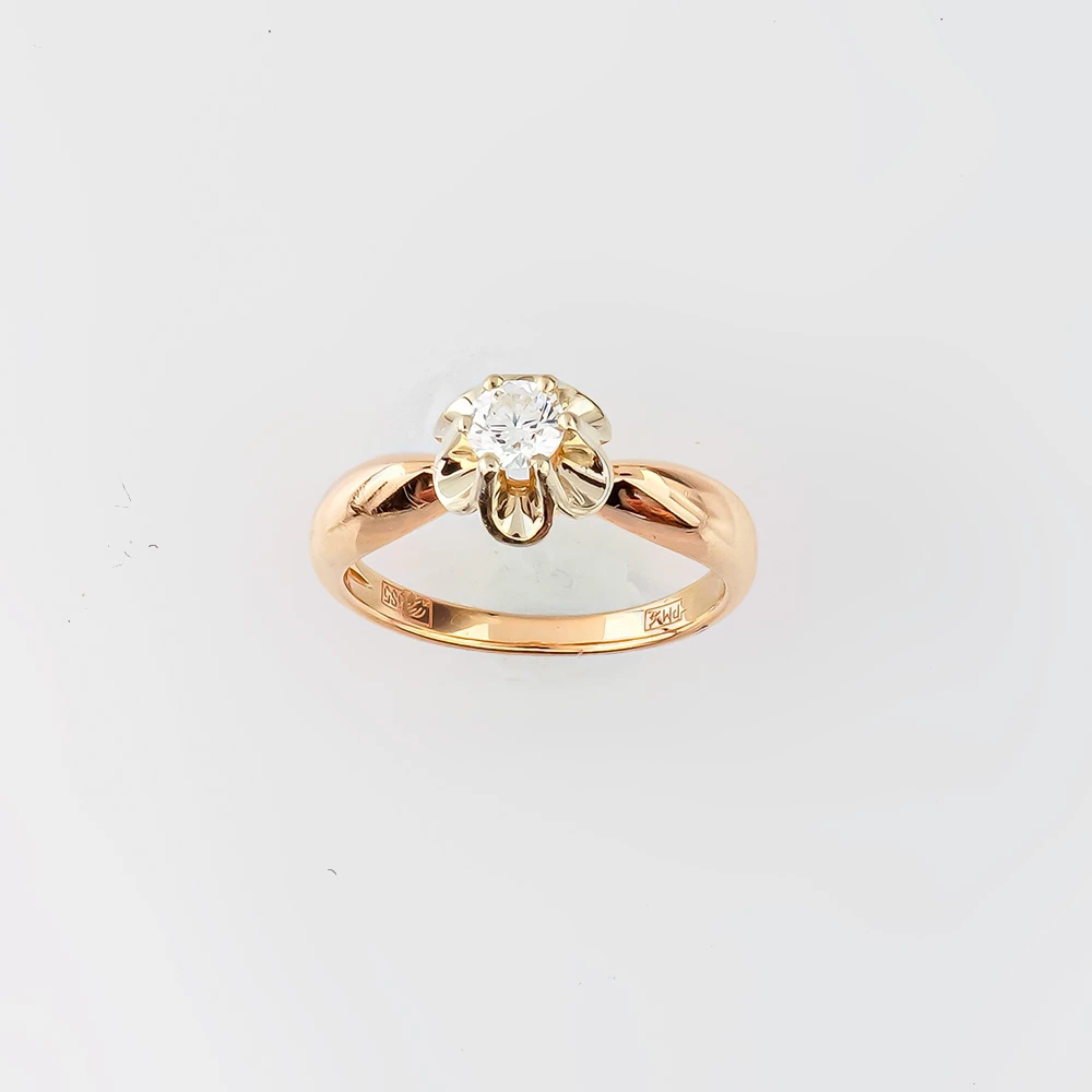 Кольцо с бриллиантом из красного золота 585 пробы