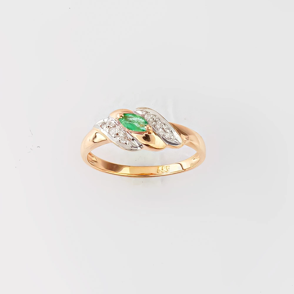 Кольцо с изумрудом из красного золота 585 пробы