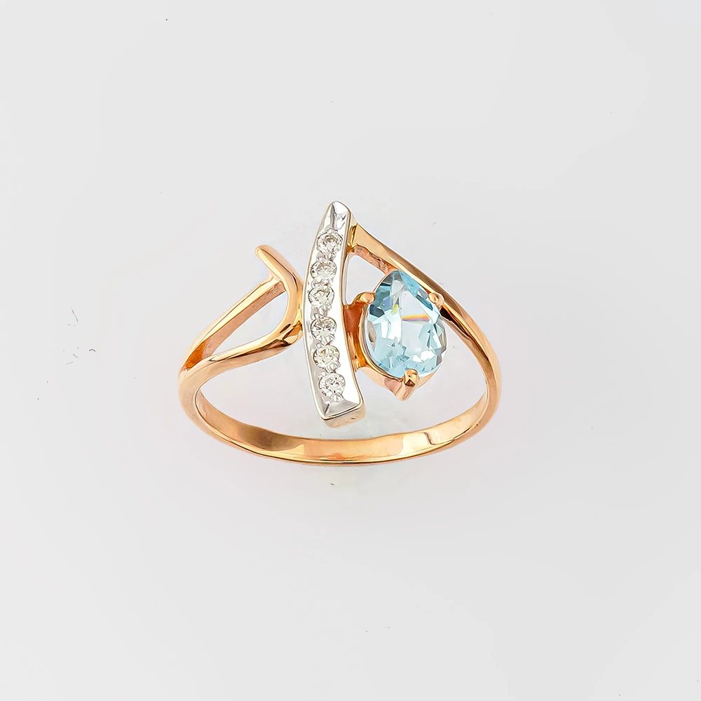 Кольцо с топазом из красного золота 585 пробы