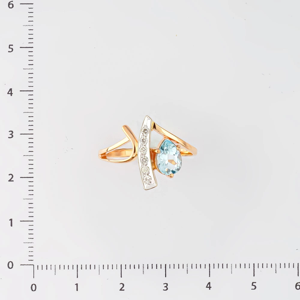 Кольцо с топазом из красного золота 585 пробы