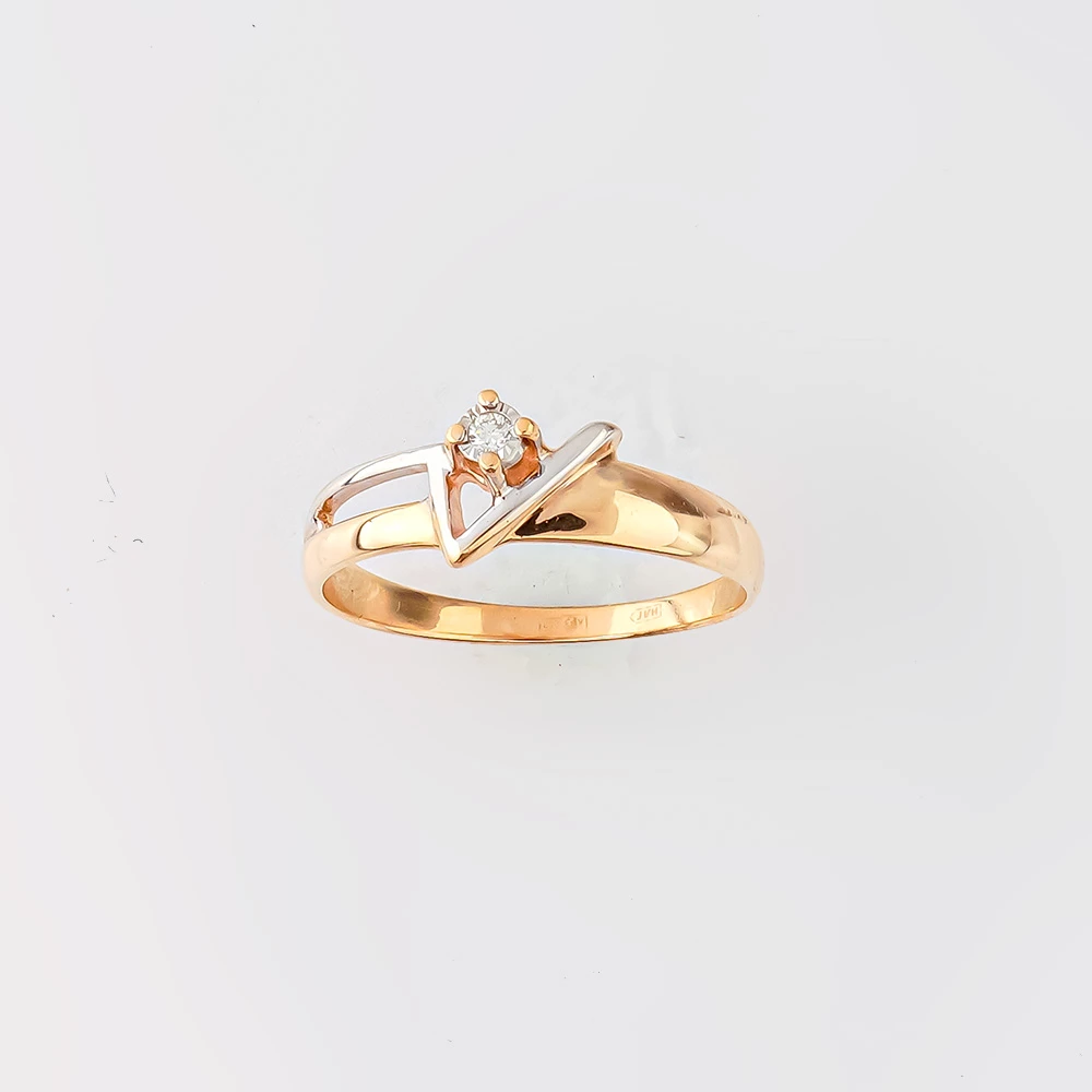 Кольцо с бриллиантом из красного золота 585 пробы