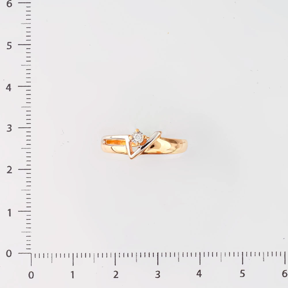 Кольцо с бриллиантом из красного золота 585 пробы