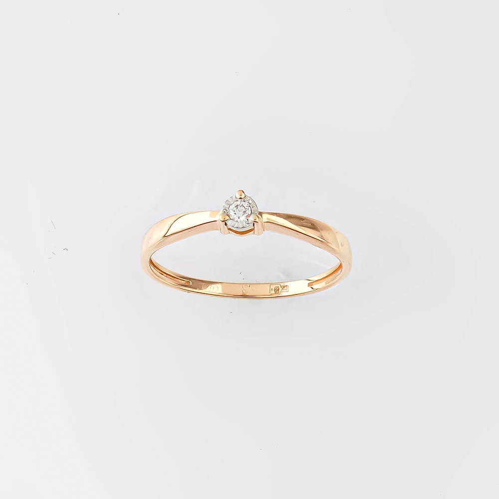 Кольцо с бриллиантом из красного золота 585 пробы