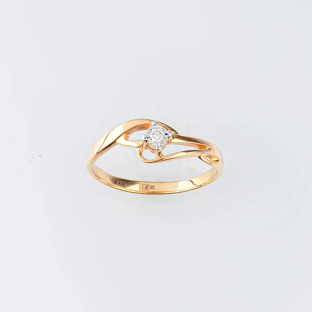 Кольцо с бриллиантом из красного золота 585 пробы