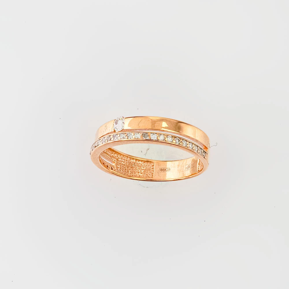 Кольцо с бриллиантом из красного золота 585 пробы