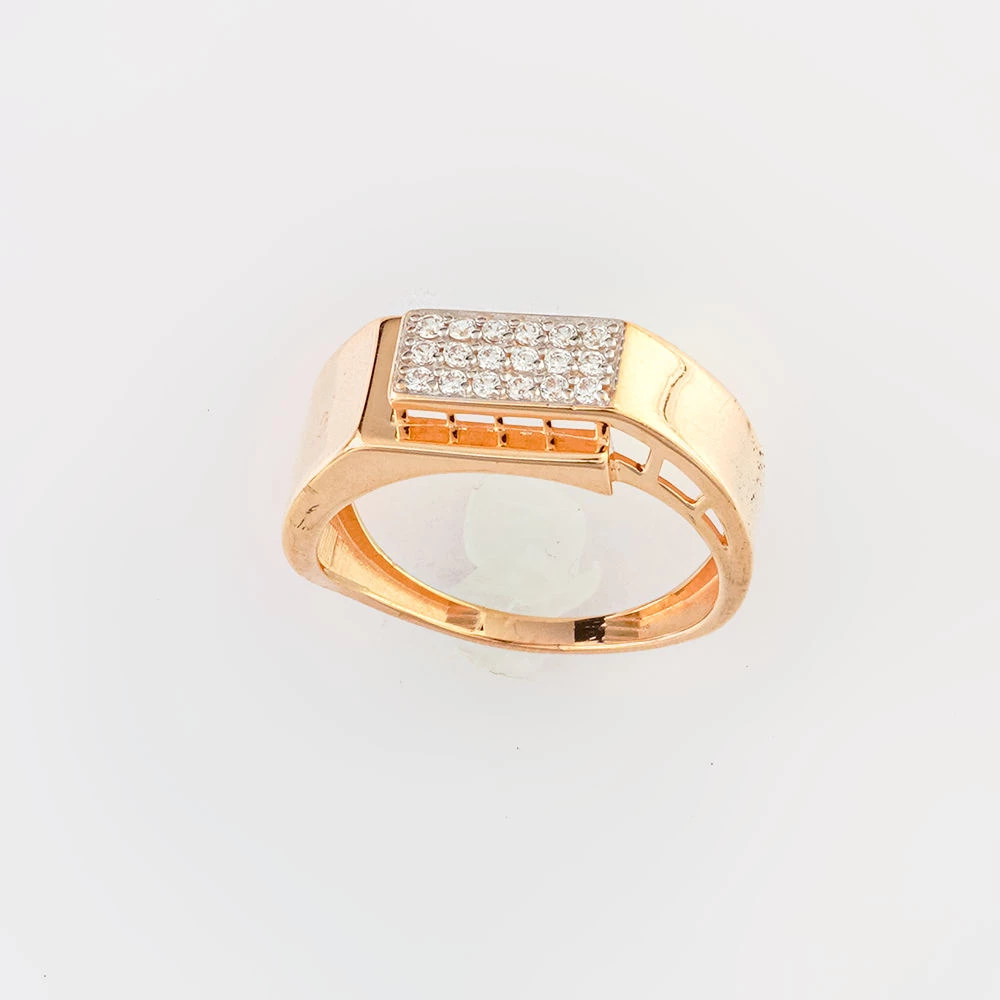 Кольцо с фианитом из красного золота 585 пробы