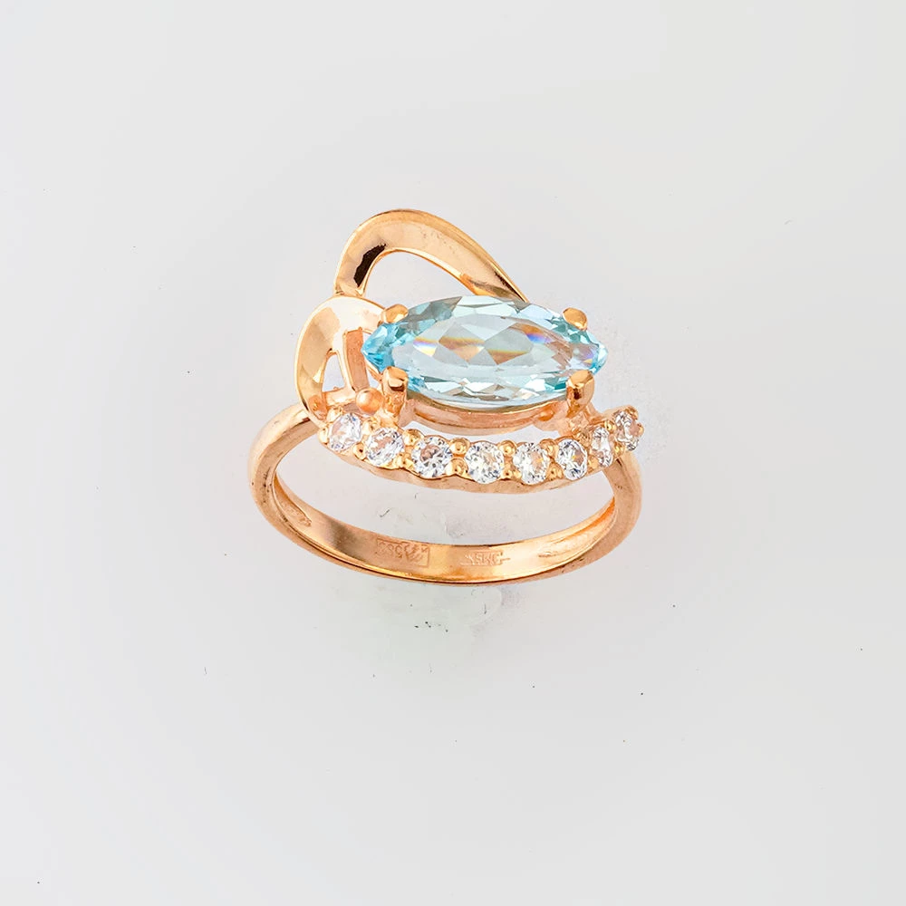 Кольцо с топазом из красного золота 585 пробы