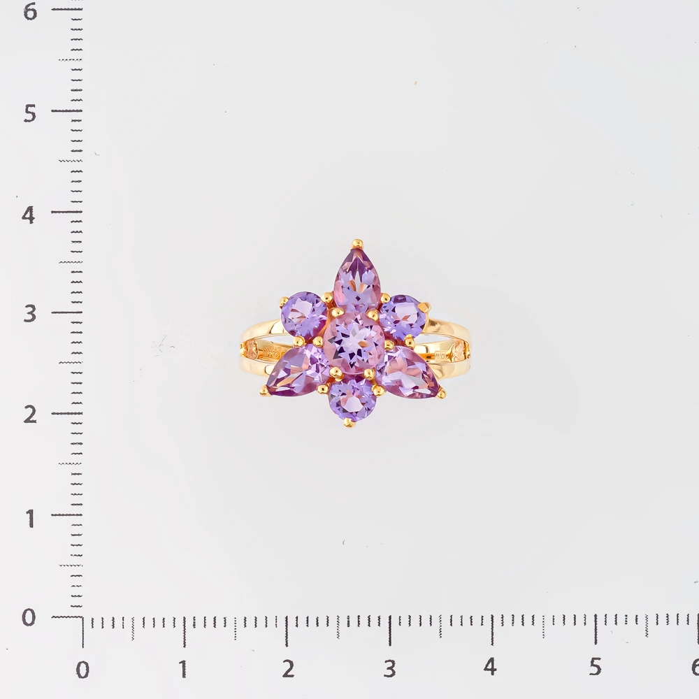 Кольцо с аметистом из красного золота 585 пробы