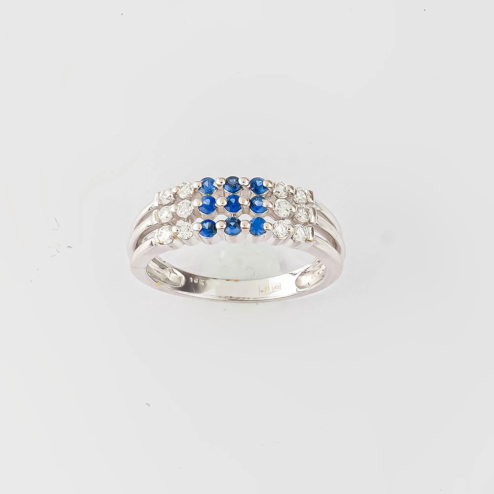 Кольцо с сапфиром из белого золота 585 пробы