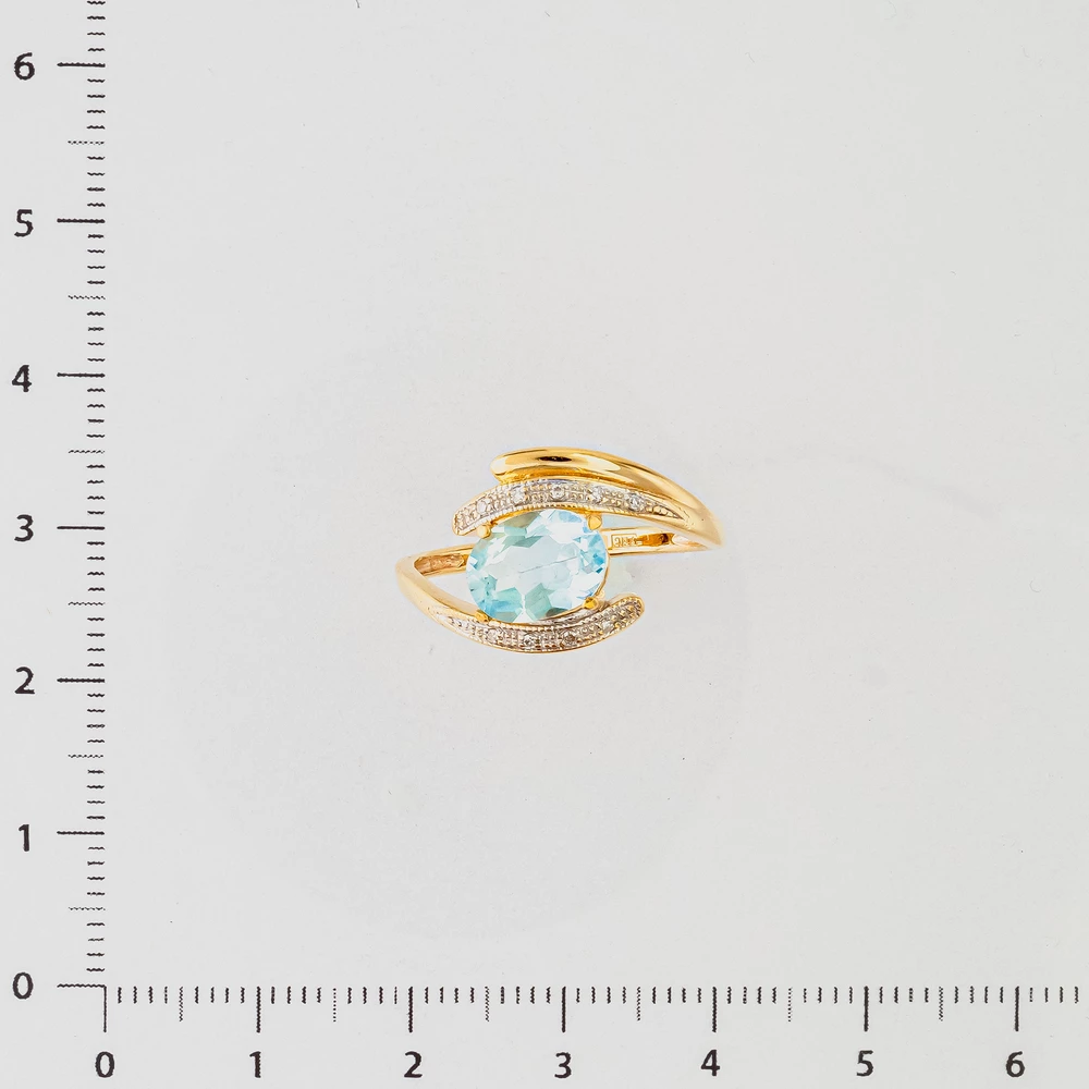 Кольцо с топазом из желтого золота 585 пробы