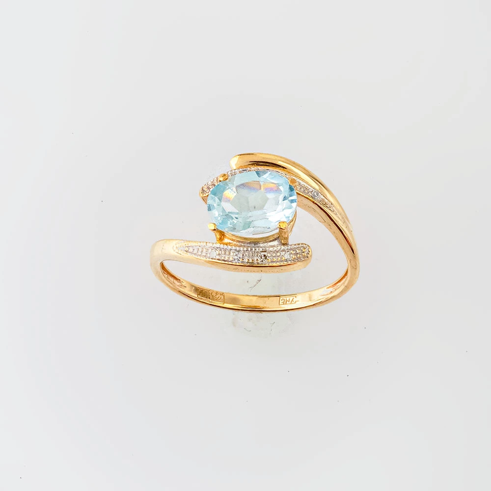 Кольцо с топазом из желтого золота 585 пробы