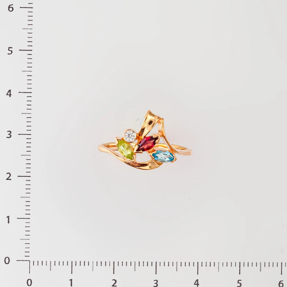 Кольцо с гранатом из красного золота 585 пробы