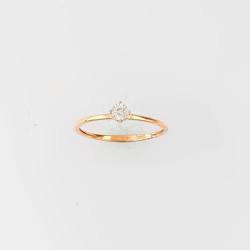 Кольцо с бриллиантом из красного золота 585 пробы