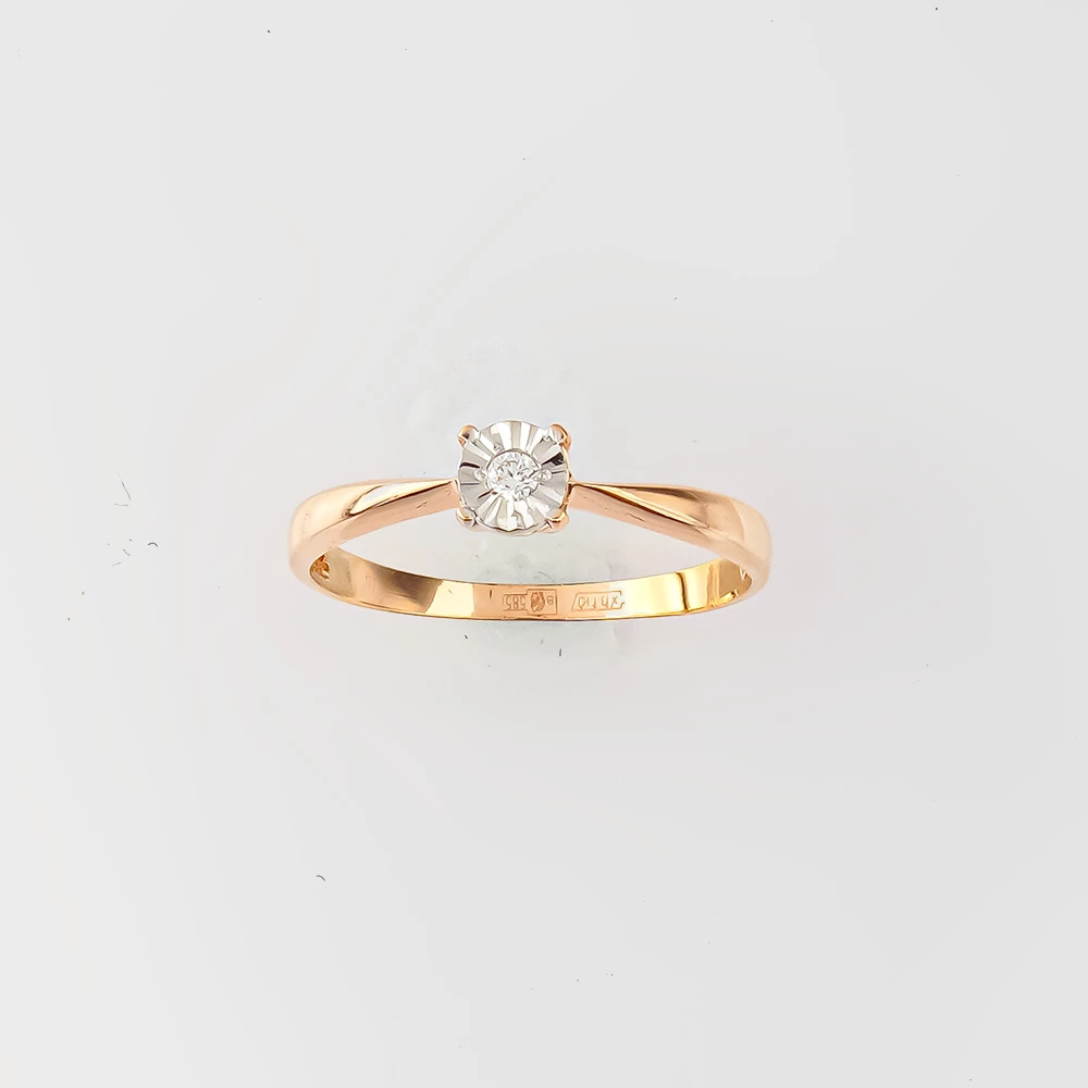 Кольцо с бриллиантом из красного золота 585 пробы