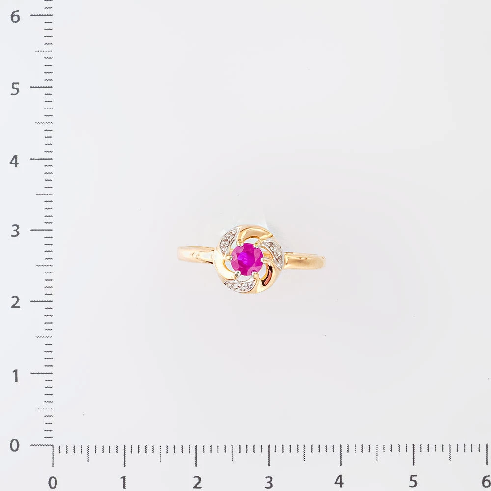 Кольцо с рубином из красного золота 585 пробы