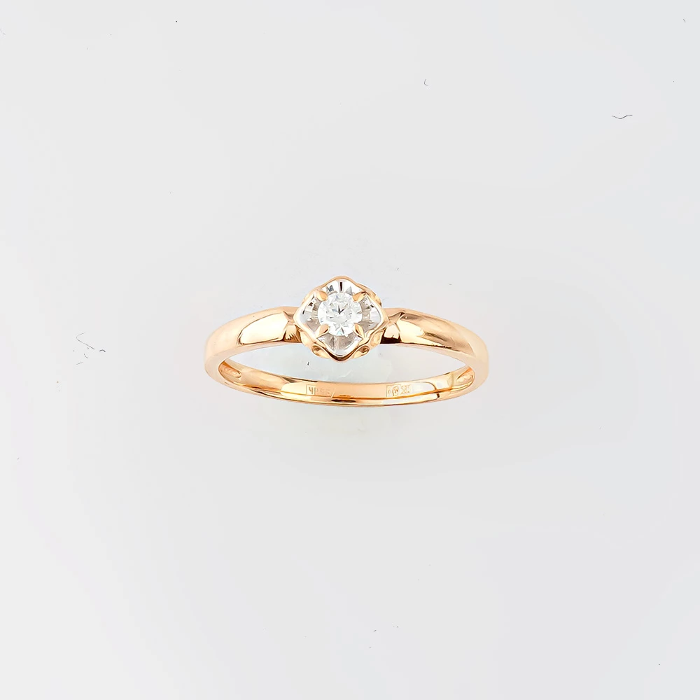 Кольцо с бриллиантом из красного золота 585 пробы