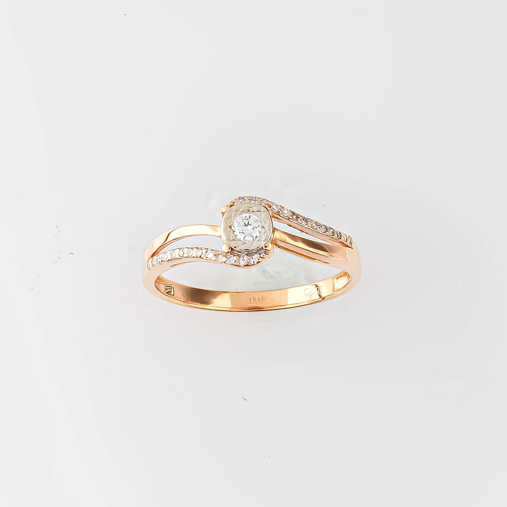 Кольцо с бриллиантом из красного золота 585 пробы