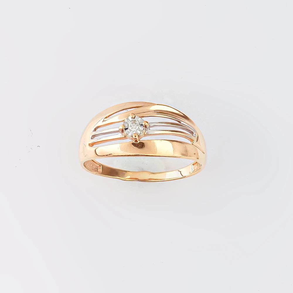 Кольцо с бриллиантом из красного золота 375 пробы