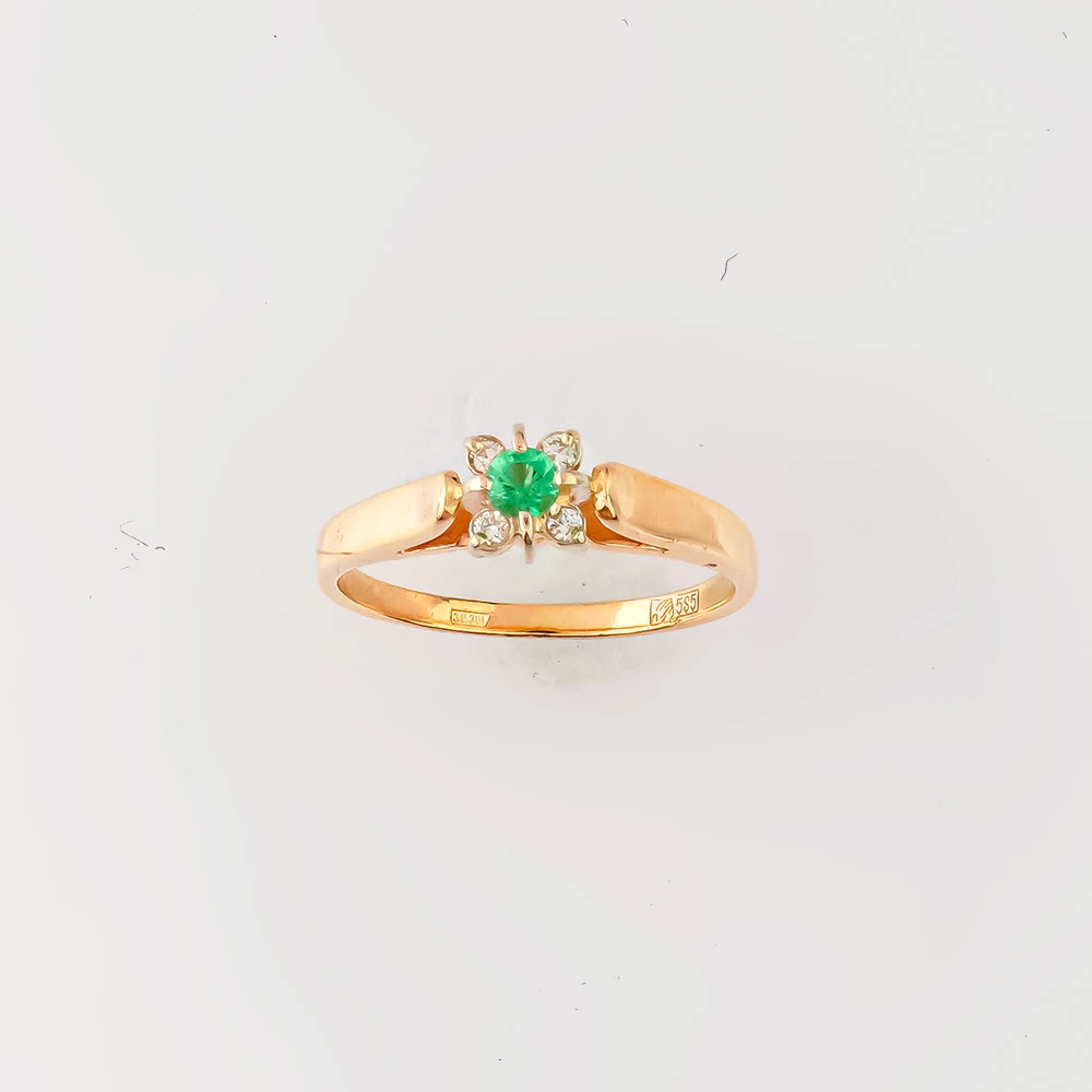 Кольцо с изумрудом из красного золота 585 пробы