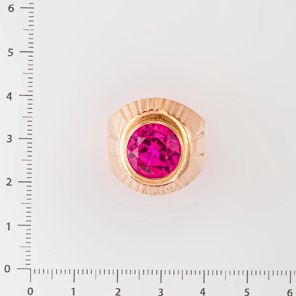 Кольцо с фианитом из красного золота 583 пробы