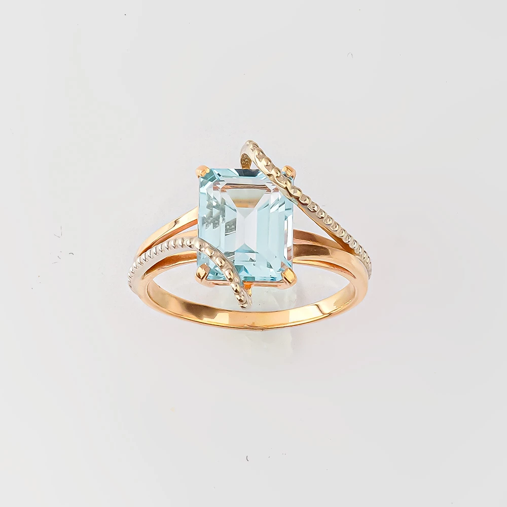 Кольцо с топазом из красного золота 585 пробы