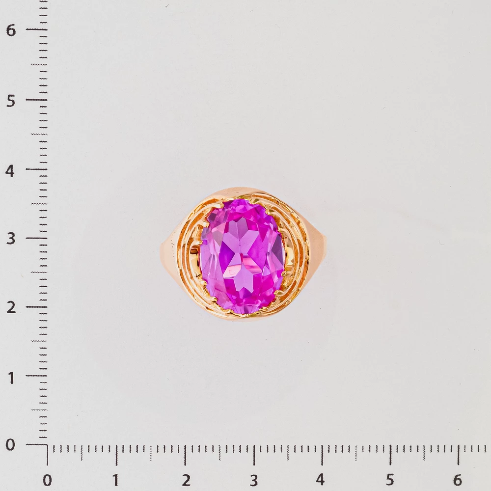 Кольцо с фианитом из красного золота 583 пробы