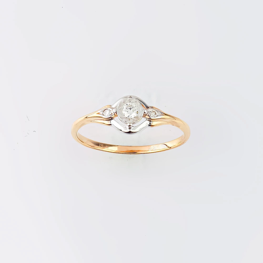 Кольцо с бриллиантом из красного золота 585 пробы