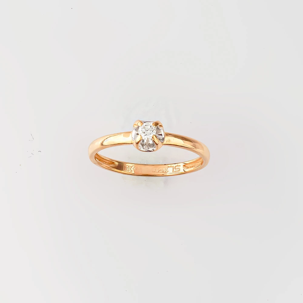 Кольцо с бриллиантом из красного золота 585 пробы