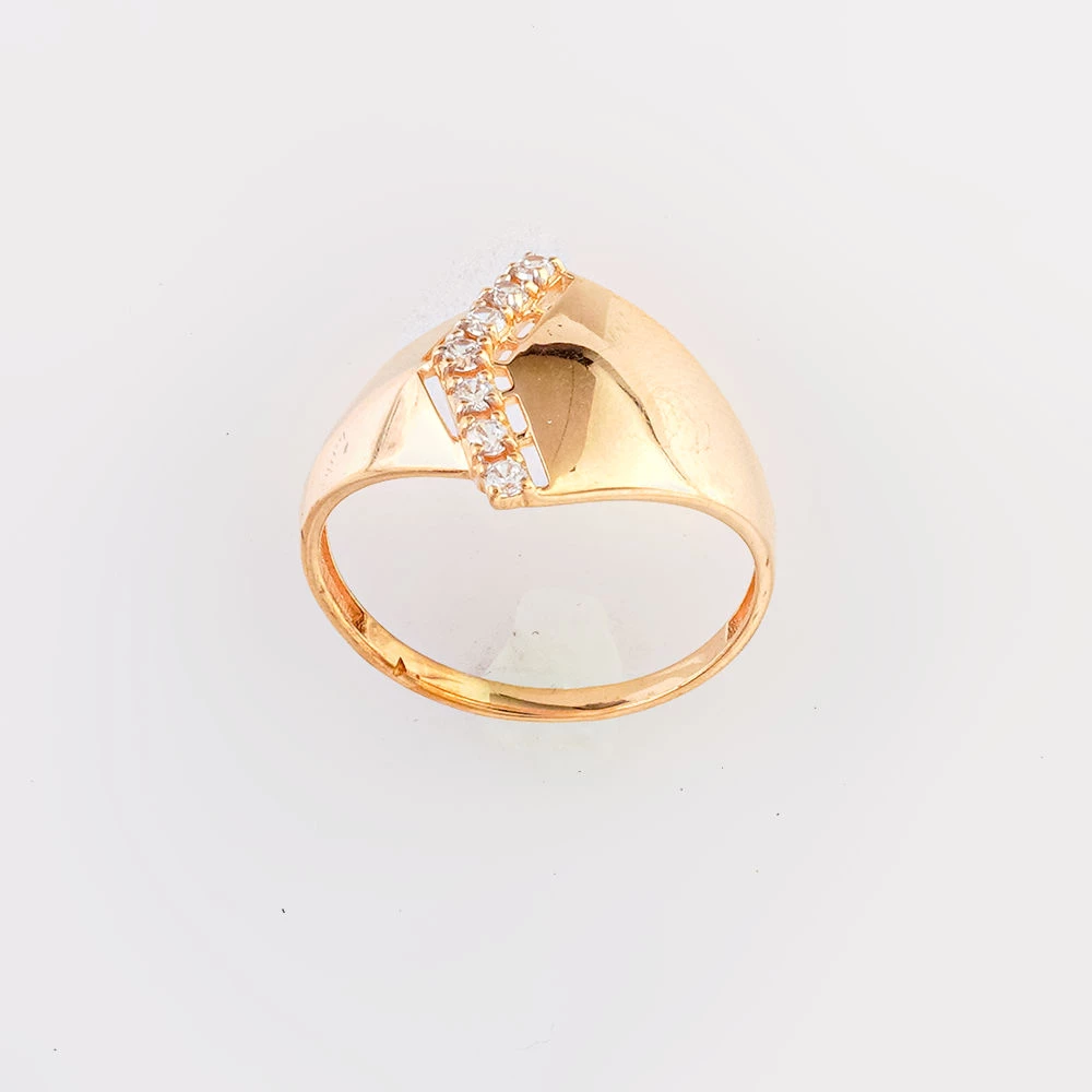 Кольцо с фианитом из красного золота 585 пробы