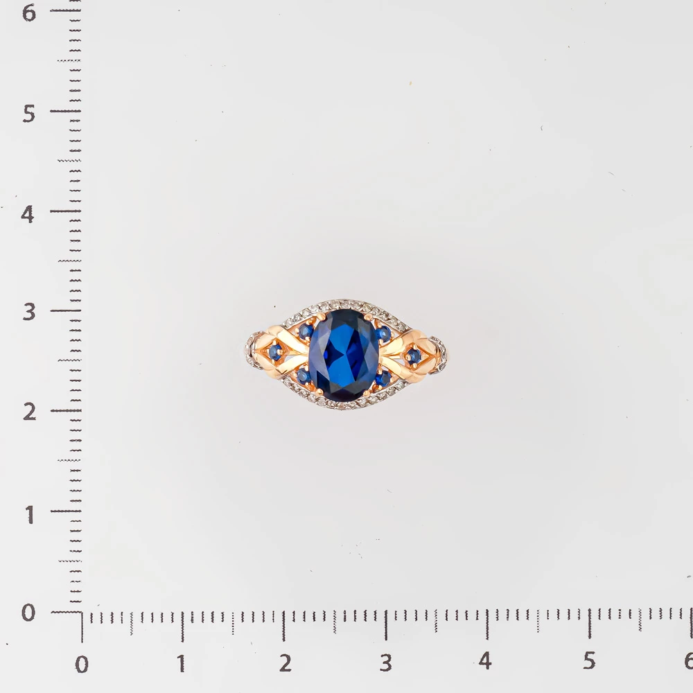 Кольцо с сапфиром синтетическим из красного золота 585 пробы