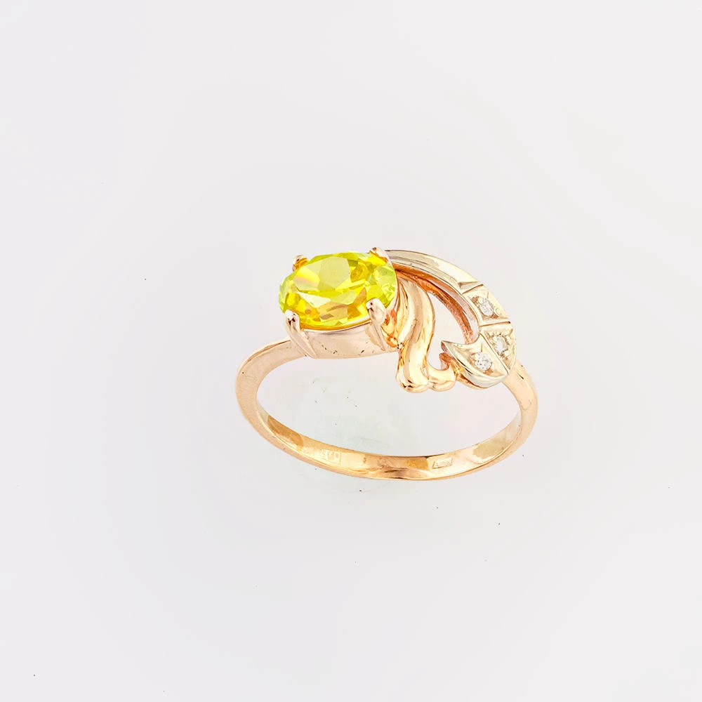 Кольцо с хризолитом из красного золота 585 пробы