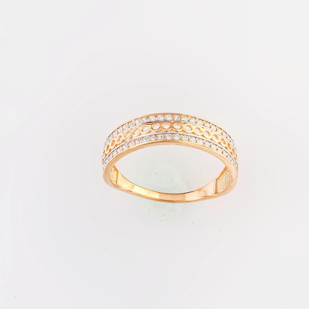 Кольцо с фианитом из красного золота 585 пробы