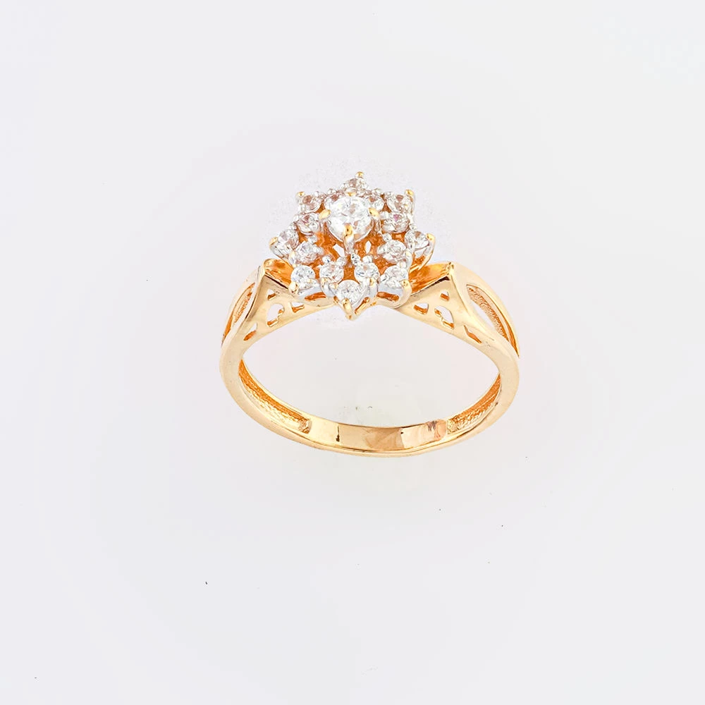 Кольцо с фианитом из красного золота 585 пробы