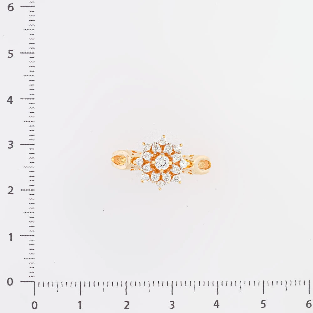 Кольцо с фианитом из красного золота 585 пробы