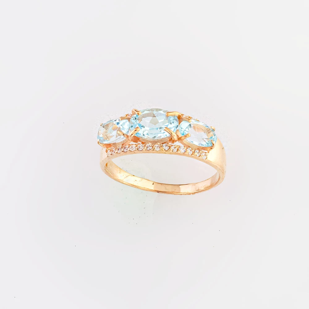 Кольцо с топазом из красного золота 585 пробы