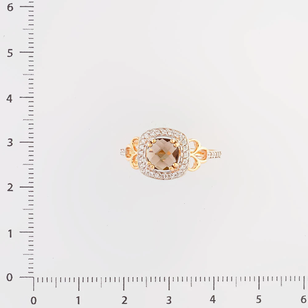 Кольцо с раух-топазом из красного золота 585 пробы