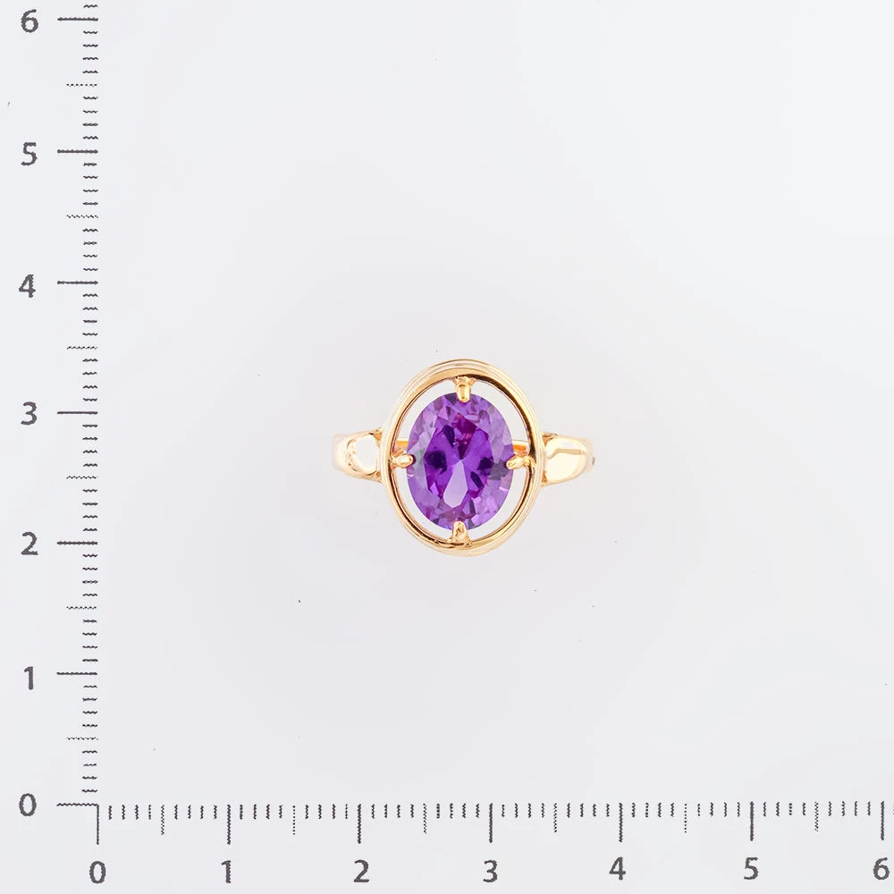 Кольцо с александритом синтетическим из красного золота 585 пробы