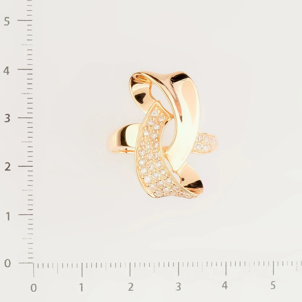 Кольцо с фианитом из красного золота 585 пробы