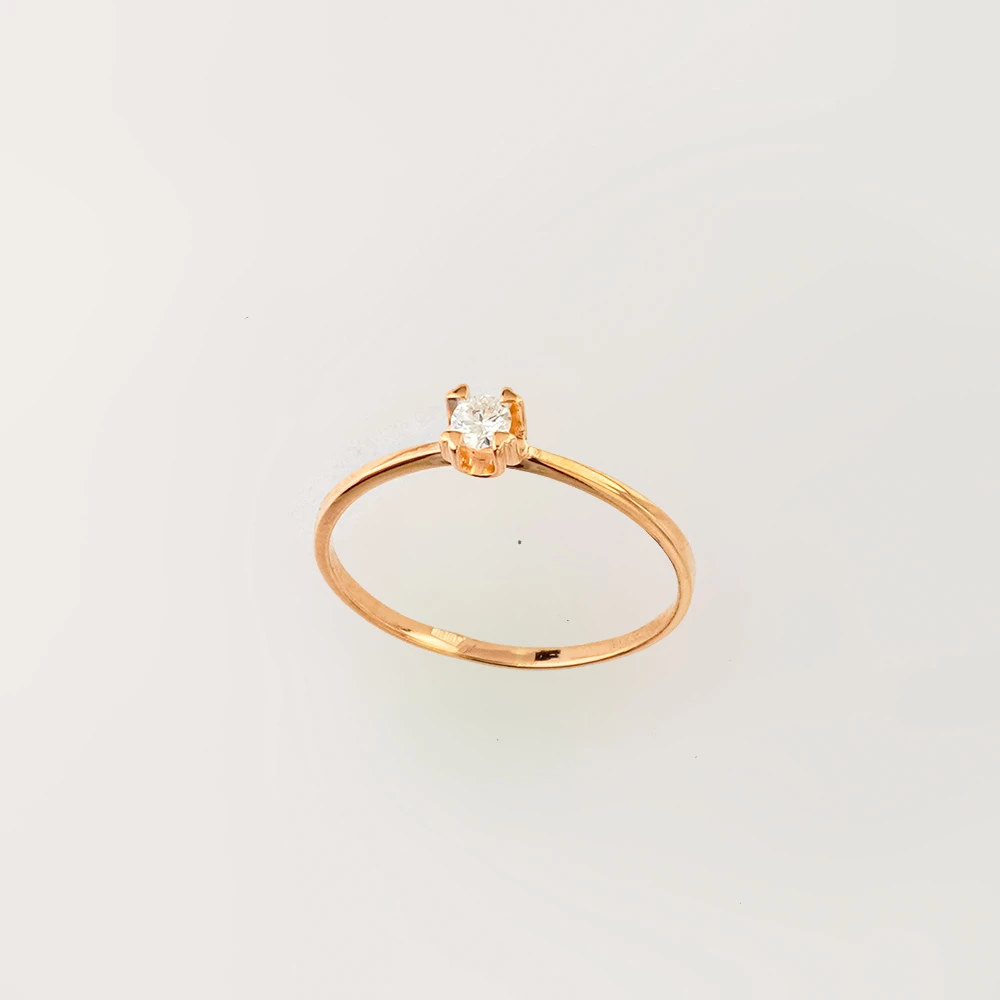 Кольцо с бриллиантом из красного золота 585 пробы