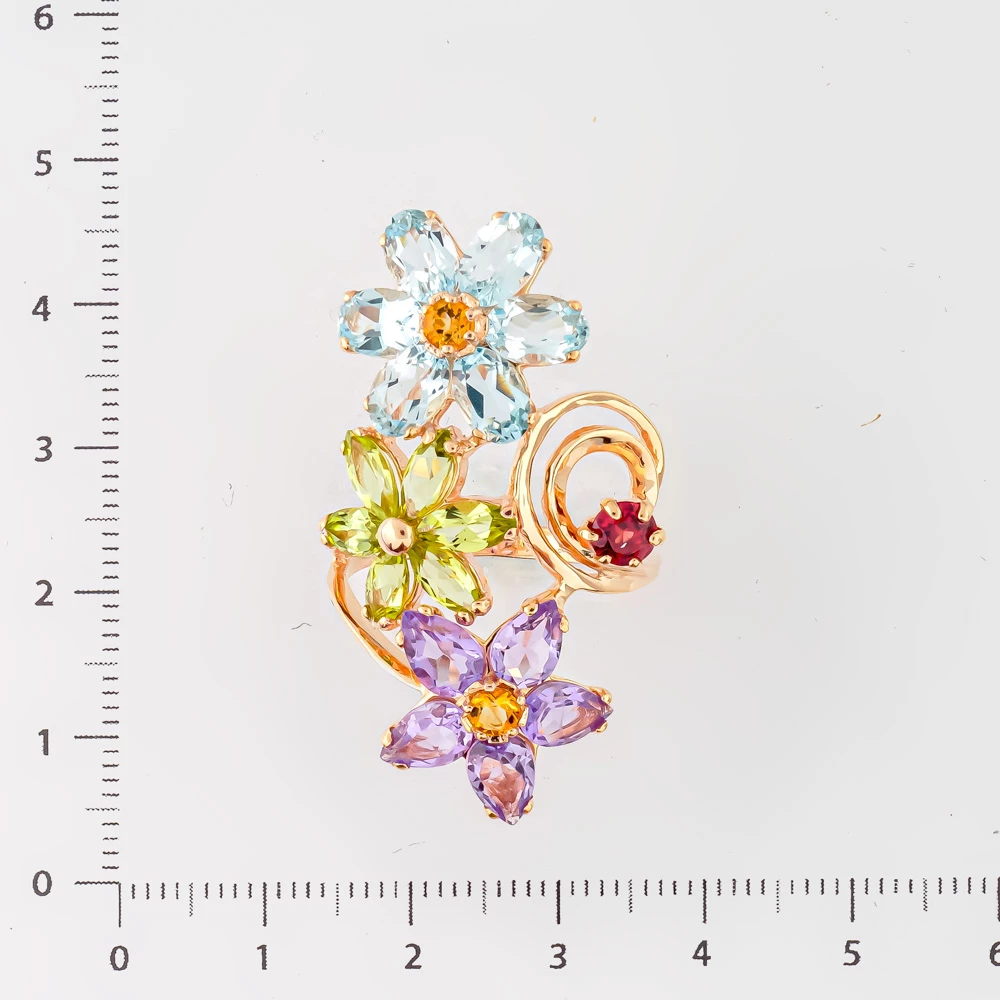 Кольцо с топазом из красного золота 585 пробы