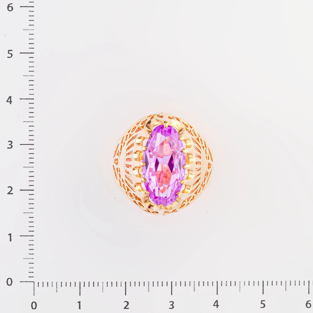 Кольцо с фианитом из красного золота 583 пробы