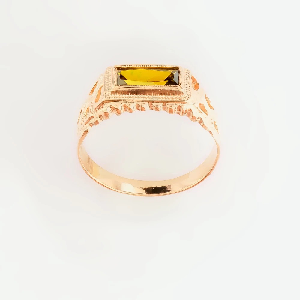 Кольцо с цитрином из красного золота 585 пробы