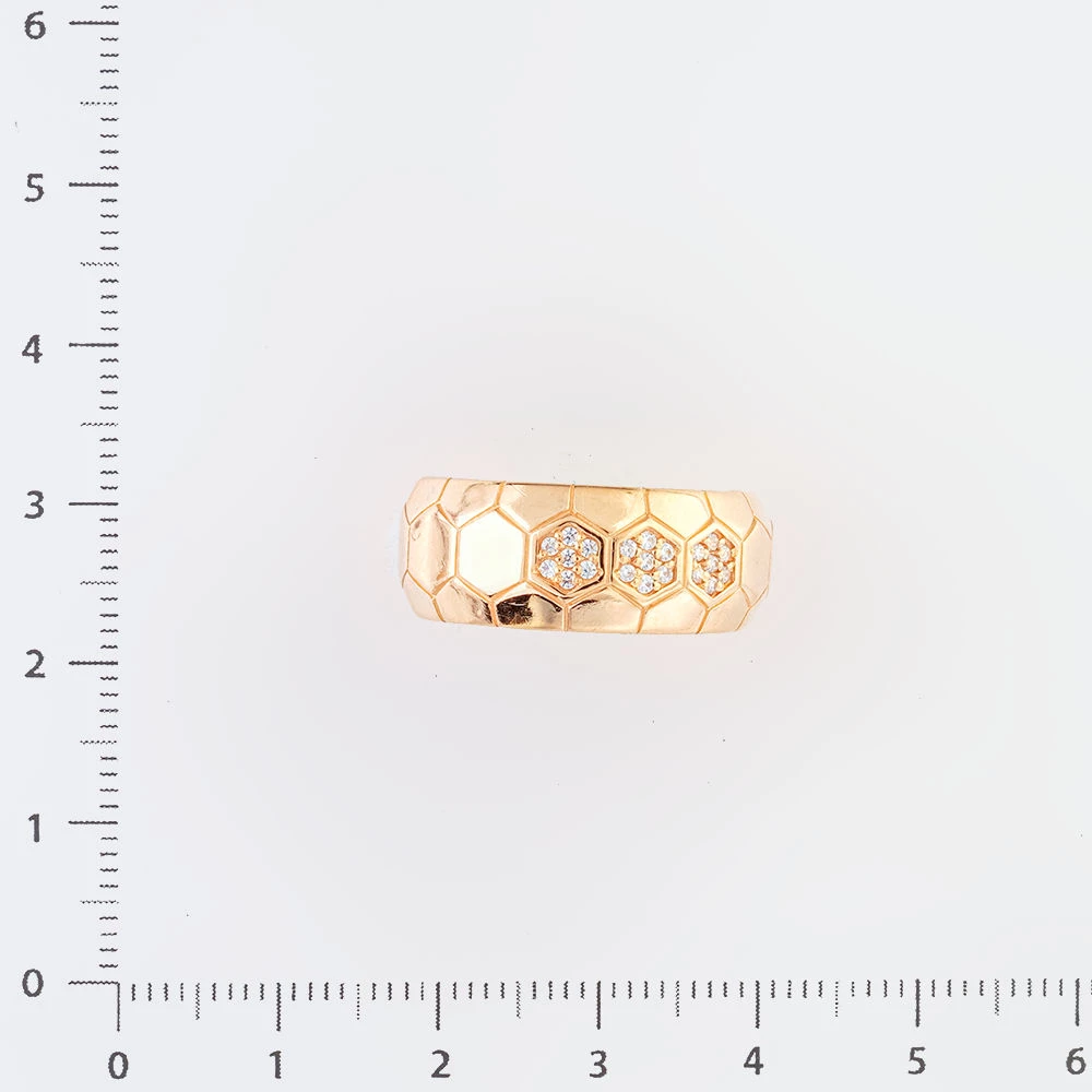 Кольцо с фианитом из красного золота 585 пробы