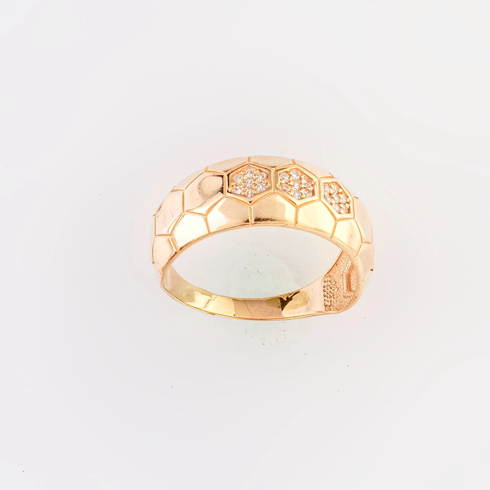 Кольцо с фианитом из красного золота 585 пробы