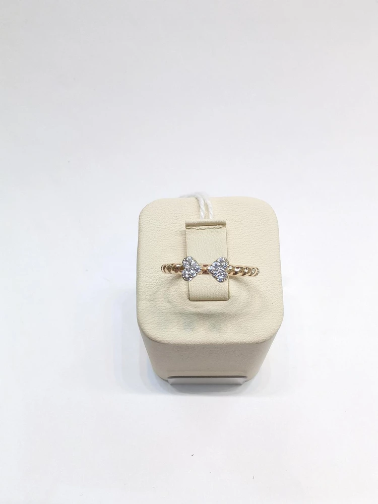 Кольцо с фианитом из красного золота 585 пробы