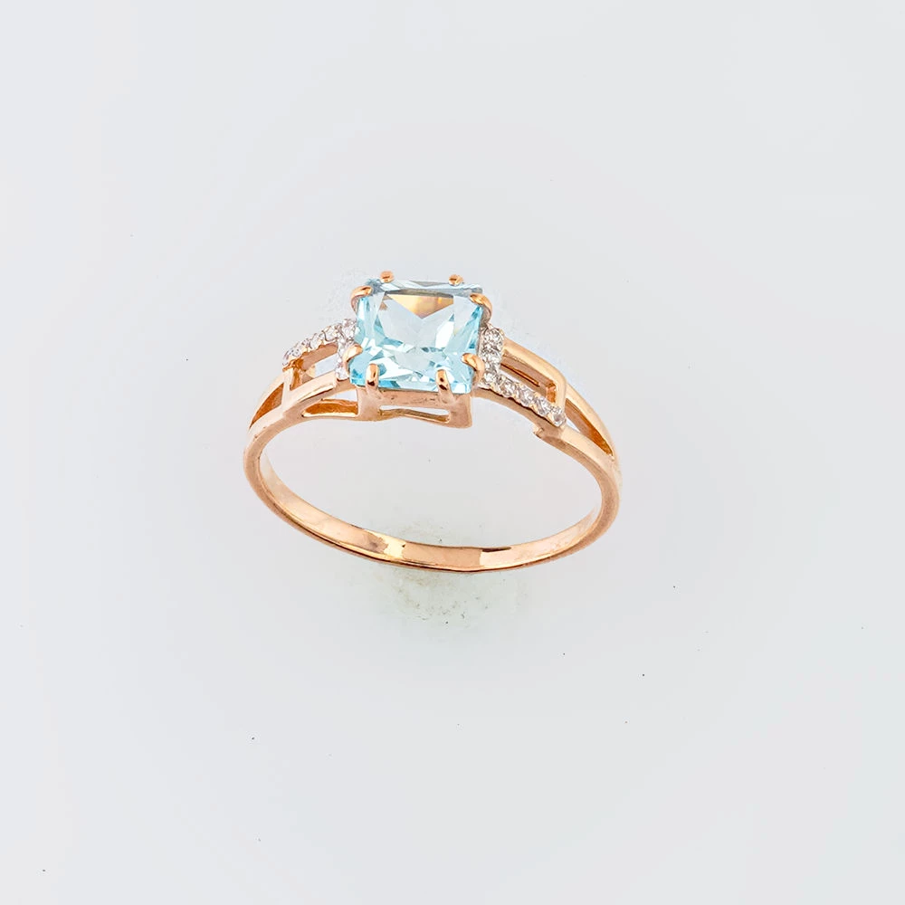 Кольцо с топазом из красного золота 585 пробы