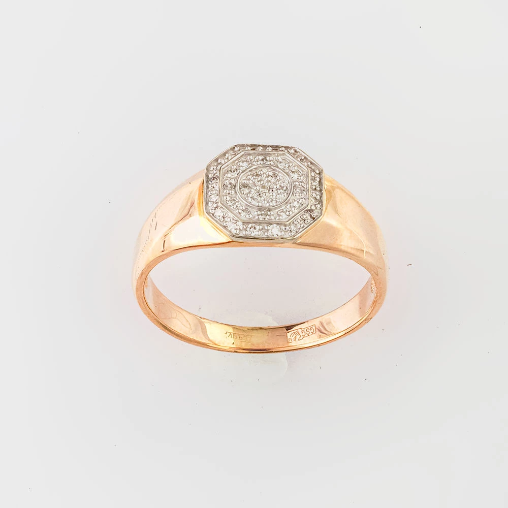 Кольцо с бриллиантом из красного золота 585 пробы