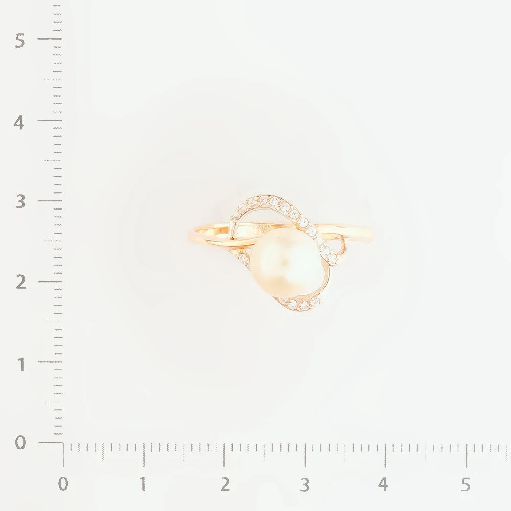 Кольцо с культивированным жемчугом из красного золота 585 пробы