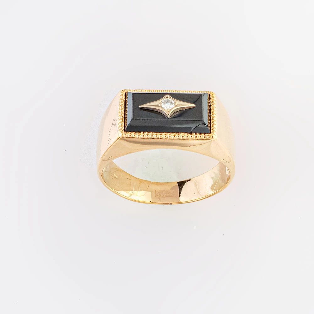 Кольцо с ониксом из красного золота 585 пробы