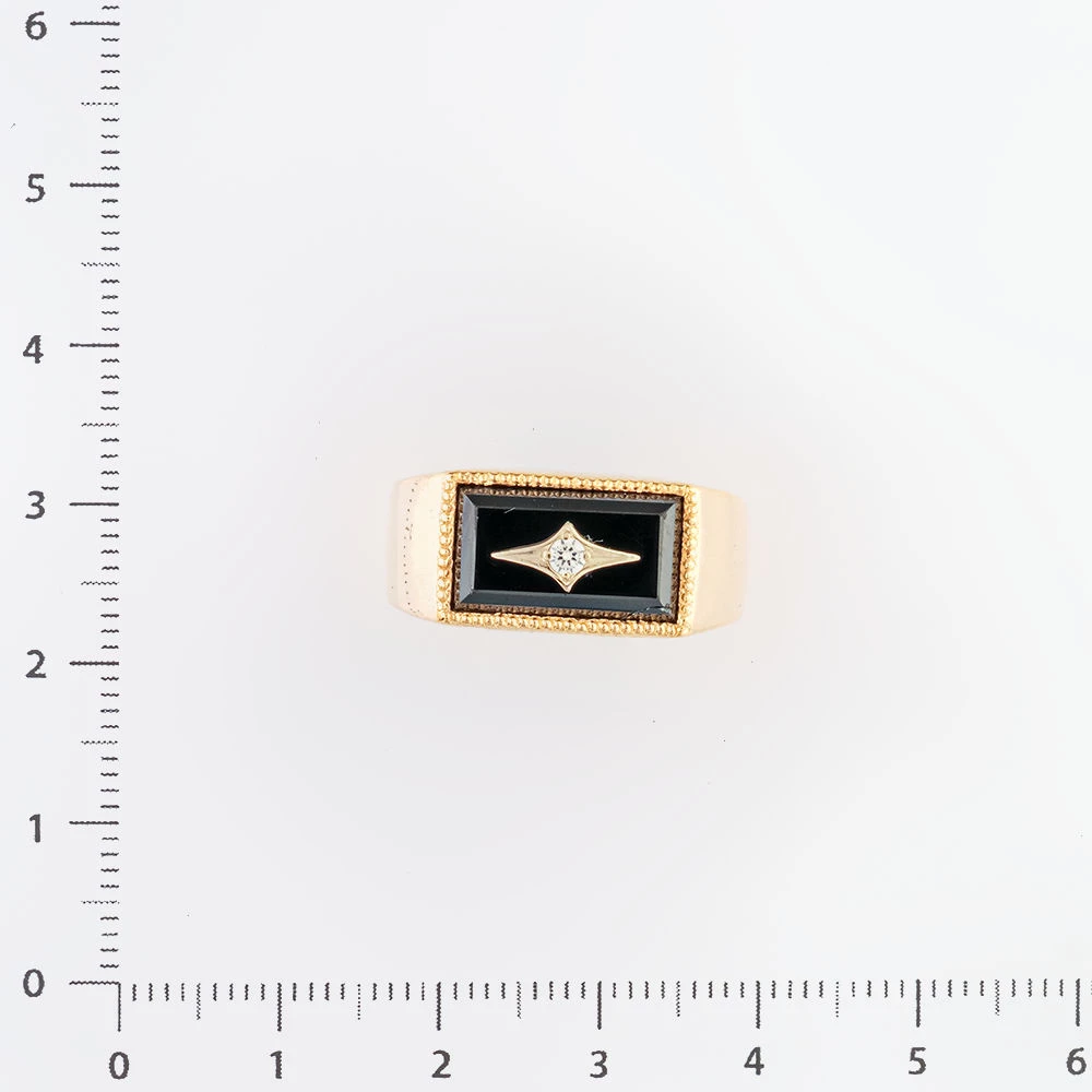 Кольцо с ониксом из красного золота 585 пробы